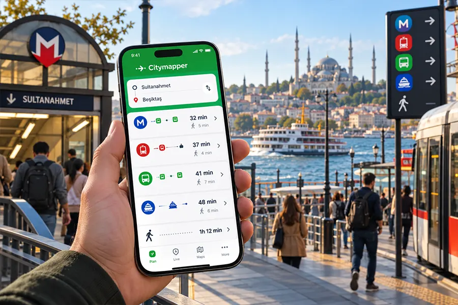 ۴. مسیریاب سیتی مپر؛ برای مقایسه مسیرهای شهری در استانبول